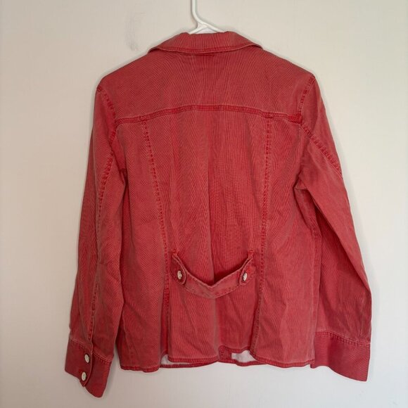 CHICO'S Corduroy Blazer Womens L (2) Red Pockets Stretch Notch Collar - Picture 2 of 5